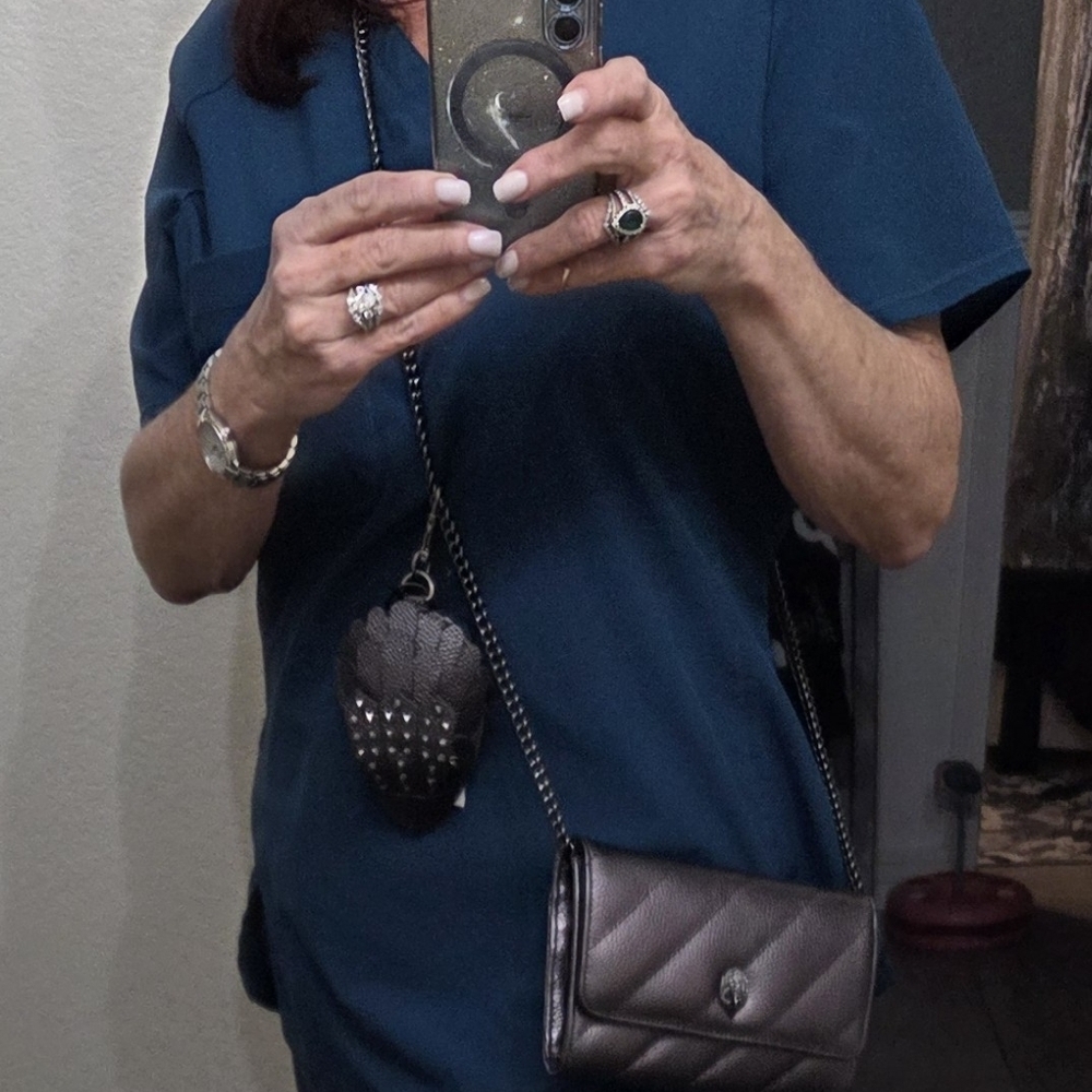 Kurt Geiger Gunmetal Metallic Crossbody/wallet NWT. With Eagle Head Change Pouch - Picture 12 of 12